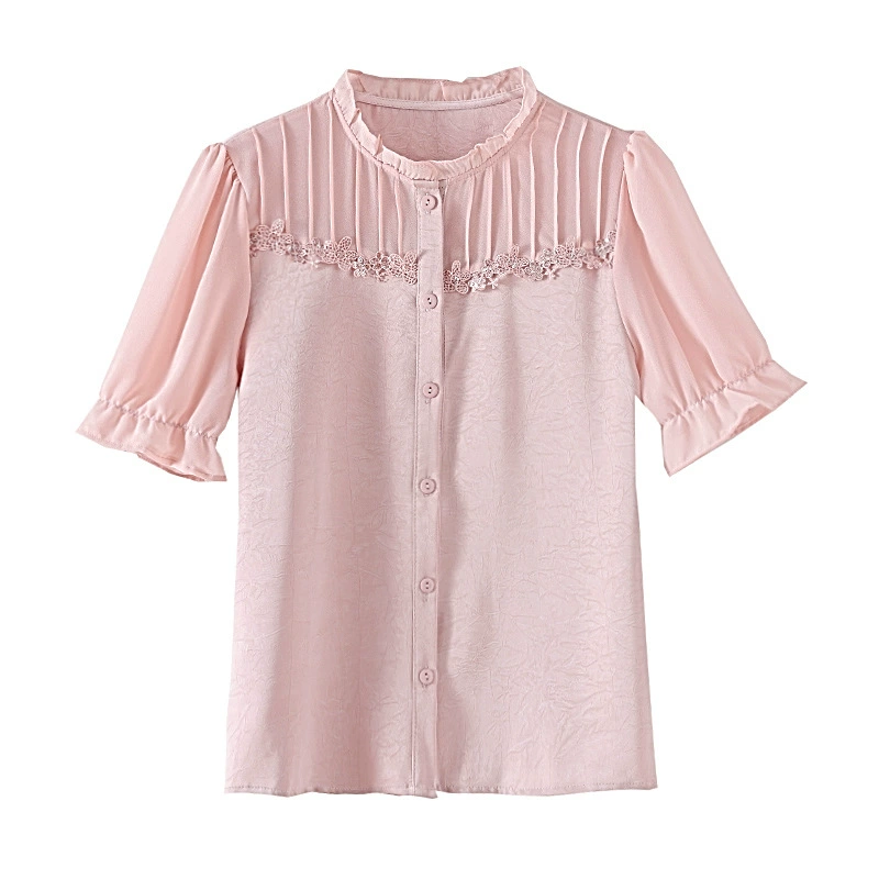 Summer colored fashionable shirt, high collar, fitted, western style
