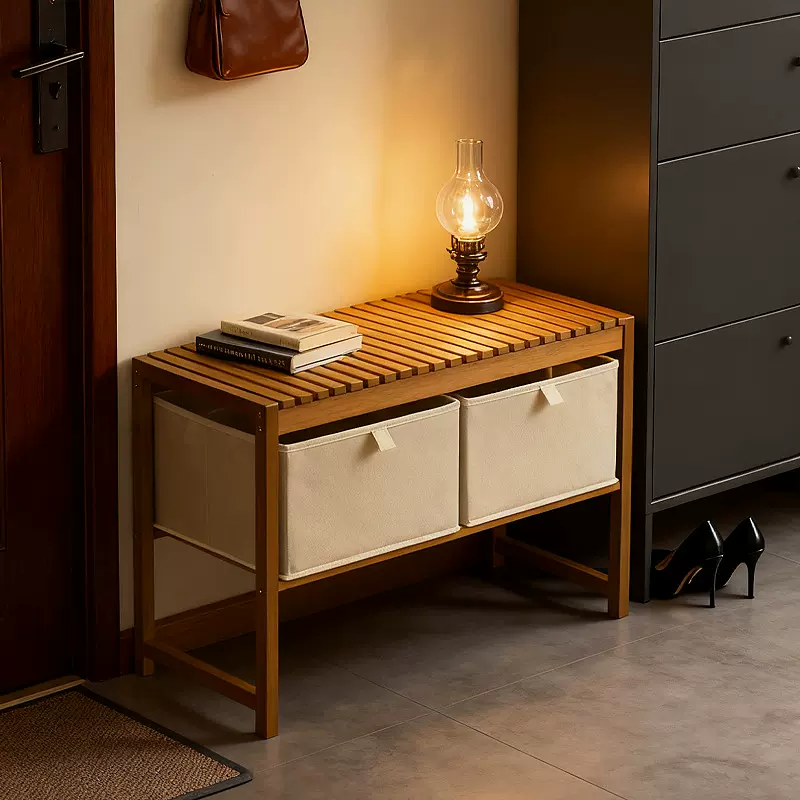 实木家用门口入户穿鞋凳玄关可坐鞋柜坐凳一体鞋架储物收纳换鞋凳