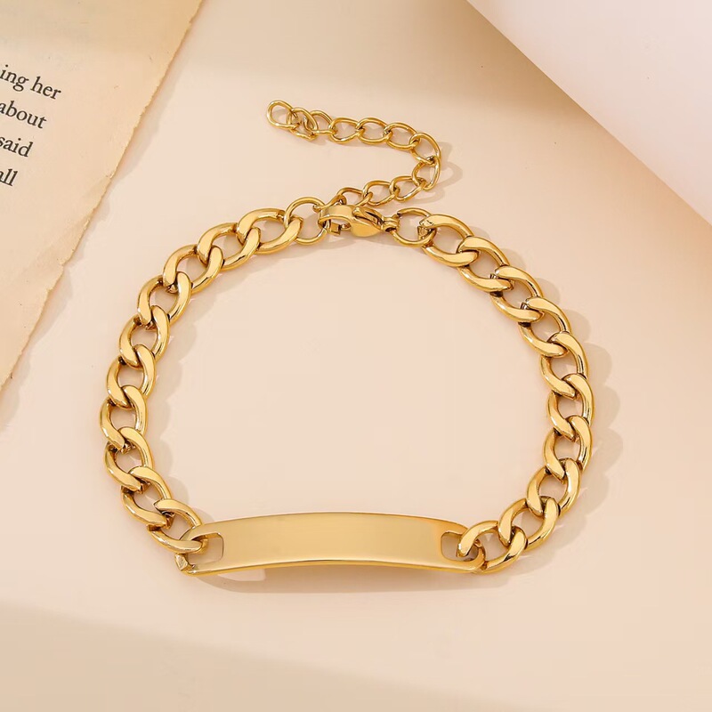 Cross-Border Exquisite Curved Chain Bracelet with Engraving Options, Trendy Hip-Hop Personalized Versatile Cuban Bracelet for Men and Women Cross-Border Exquisite Curved Chain Bracelet with Engraving Options, Trendy Hip-Hop Personalized Versatile Cuban Bracelet for Men and Women