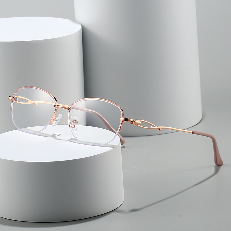 New Women's Metal Half-Frame High-Definition Myopia Glasses, Fashionable and Versatile Glasses Frames, Anti-Blue Light Flat Glasses New Women's Metal Half-Frame High-Definition Myopia Glasses, Fashionable and Versatile Glasses Frames, Anti-Blue Light Flat Glasses