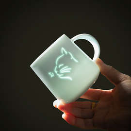 4A9O猫咪陶瓷情侣杯子带盖水杯女生日礼物马克杯咖啡杯对杯礼盒装