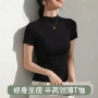紧身春夏半高领半袖t恤