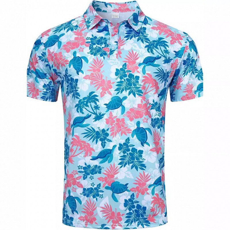 2025 New Summer Turtle Polo Shirt Short-Sleeved Quick-Drying 3D Printed Marine Style Fun Golf Top