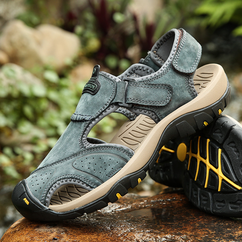 Cross-border Foreign Trade Large Size Breathable All-match Beach Baotou Soft Leather Men's Sandals