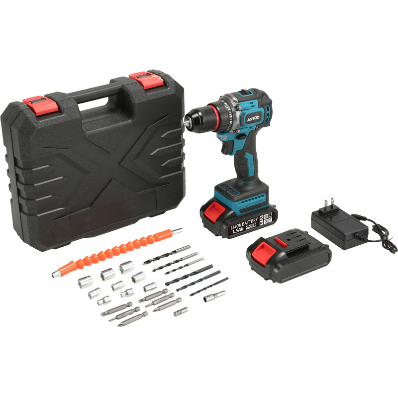 Transfronterizo nuevo taladro eléctrico de litio de alta potencia taladro de mano sin escobillas taladro de impacto carga taladro eléctrico de litio de doble velocidad destornillador eléctrico