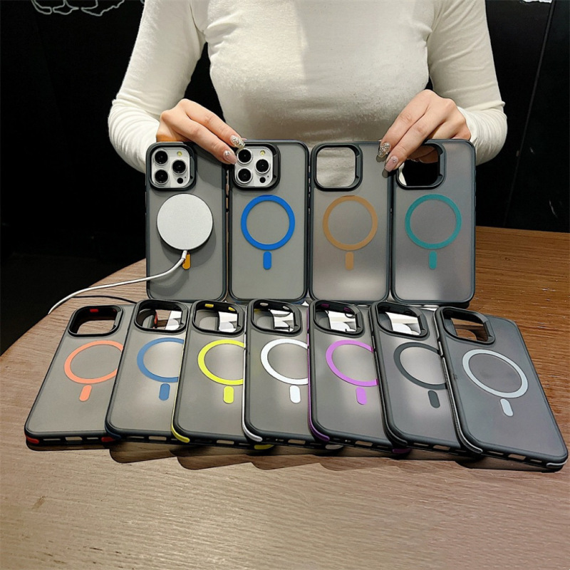 IPhone16Proのダブルカラーを適用して、甲の磁気吸引の携帯の箱のリンゴの15は色の感触のi14の保護カバーにぶつかります。|undefined