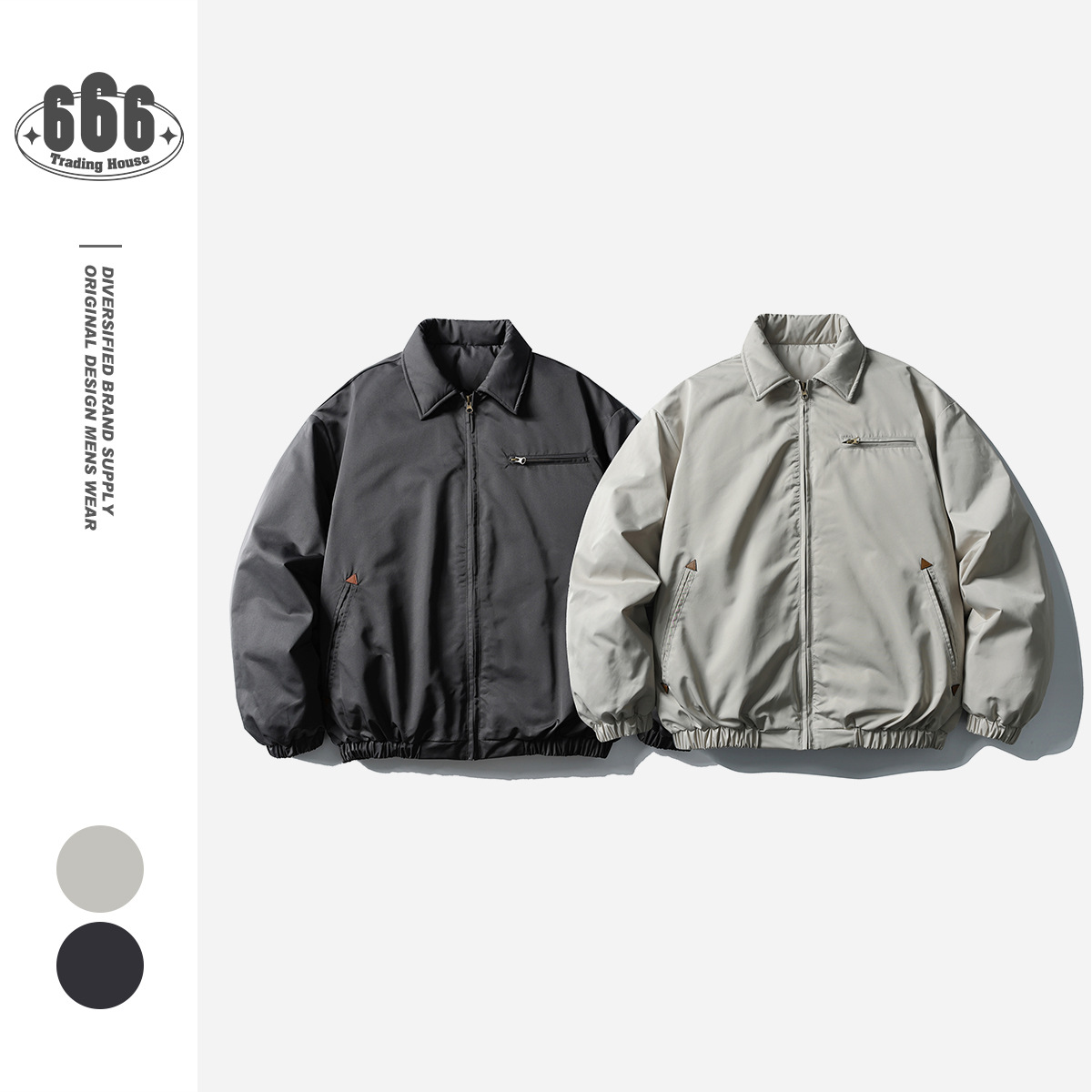 ButterTiger冬季羽绒服男翻领宽松白鸭绒日系复古飞行员外套YR011