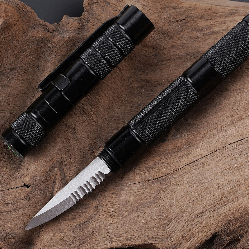 Bolígrafo táctico multifuncional para ventanas rotas de acero de tungsteno para exteriores Herramienta de supervivencia de varilla de fuego multifuncional Brújula de campamento Bolígrafo de autodefensa