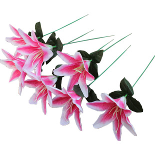Cheap small lily flower interchanging single branches lily simulation Lily hand blooming Flower Mother's Day Teacher's Day Qingming Flower