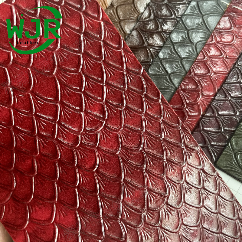 Embossed Fish Scale Pattern Pu Leather Snake Pattern Luggage Leather Imitation Cotton Velvet Base Material Furniture Shoe Pressure-Sensitive Pu Synthetic Leather Matte