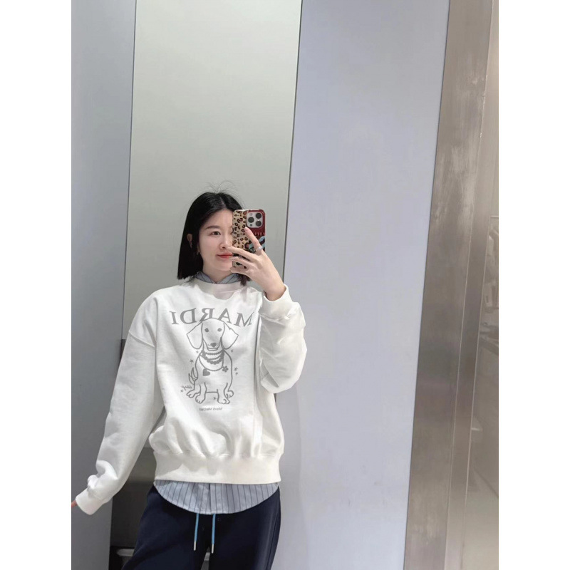 韩国潮牌卫衣小雏菊腊肠狗印花刺绣金高银同款纯棉圆领印花上衣女|undefined