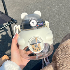 New water cup for girls, cute and cute with straw, portable large-capacity plastic cup for children, summer student cup