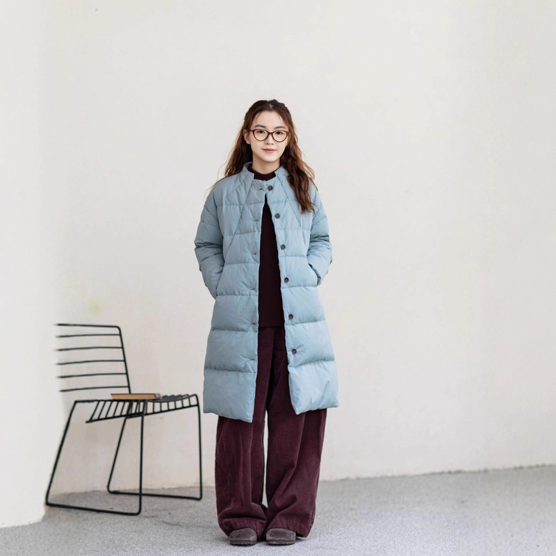 Winter Long Plush Cotton Stand Collar Long 95 Hol Dobagi White Goose down Jacket Same Style as H25167