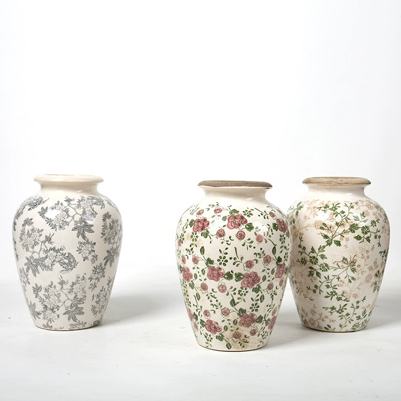 Европейский стиль ретро старая классическая керамическая ваза вставка для цветов сушеный цветок имитация цветочной вставки настольные украшения Декоративные Мягкие синие и белые