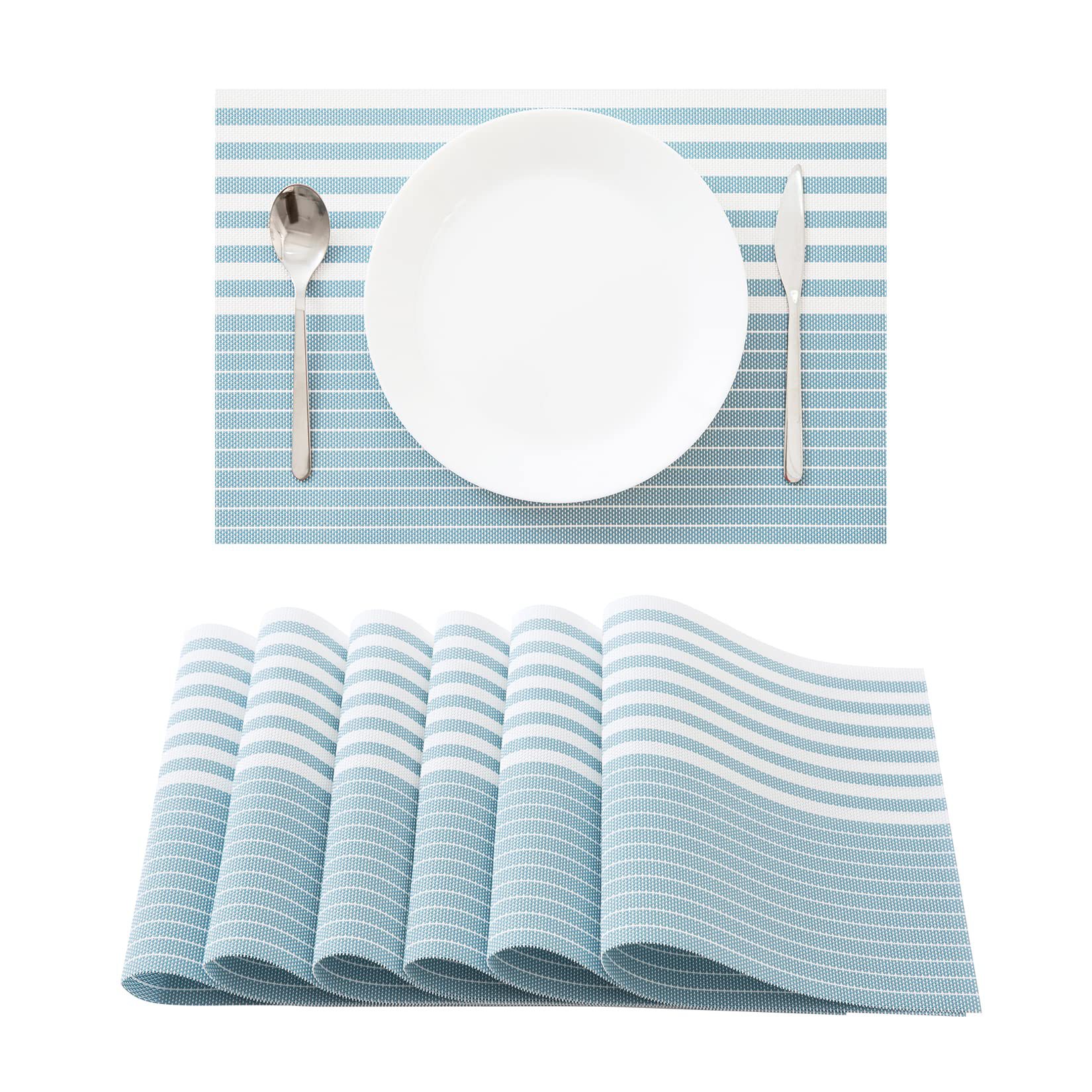 Teslin blanco rayado PVC mantel al por mayor diseño de restaurante europeo occidental mantel placa estera de aislamiento antideslizante