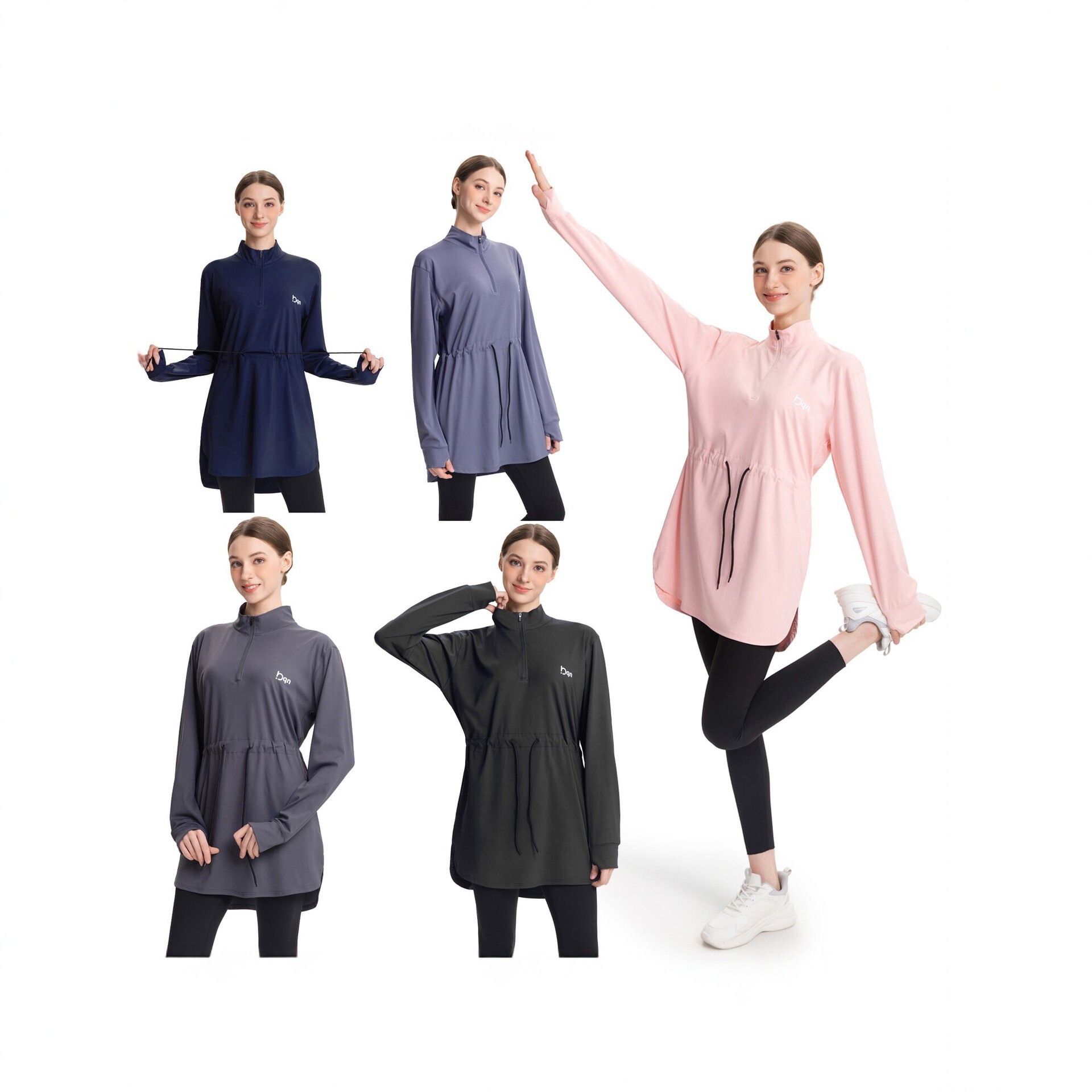 2026 New Model Middle Eastern Cross-Border Arab Hui Women's Simple Solid Color Sweatshirt Sports Casual Top Y038