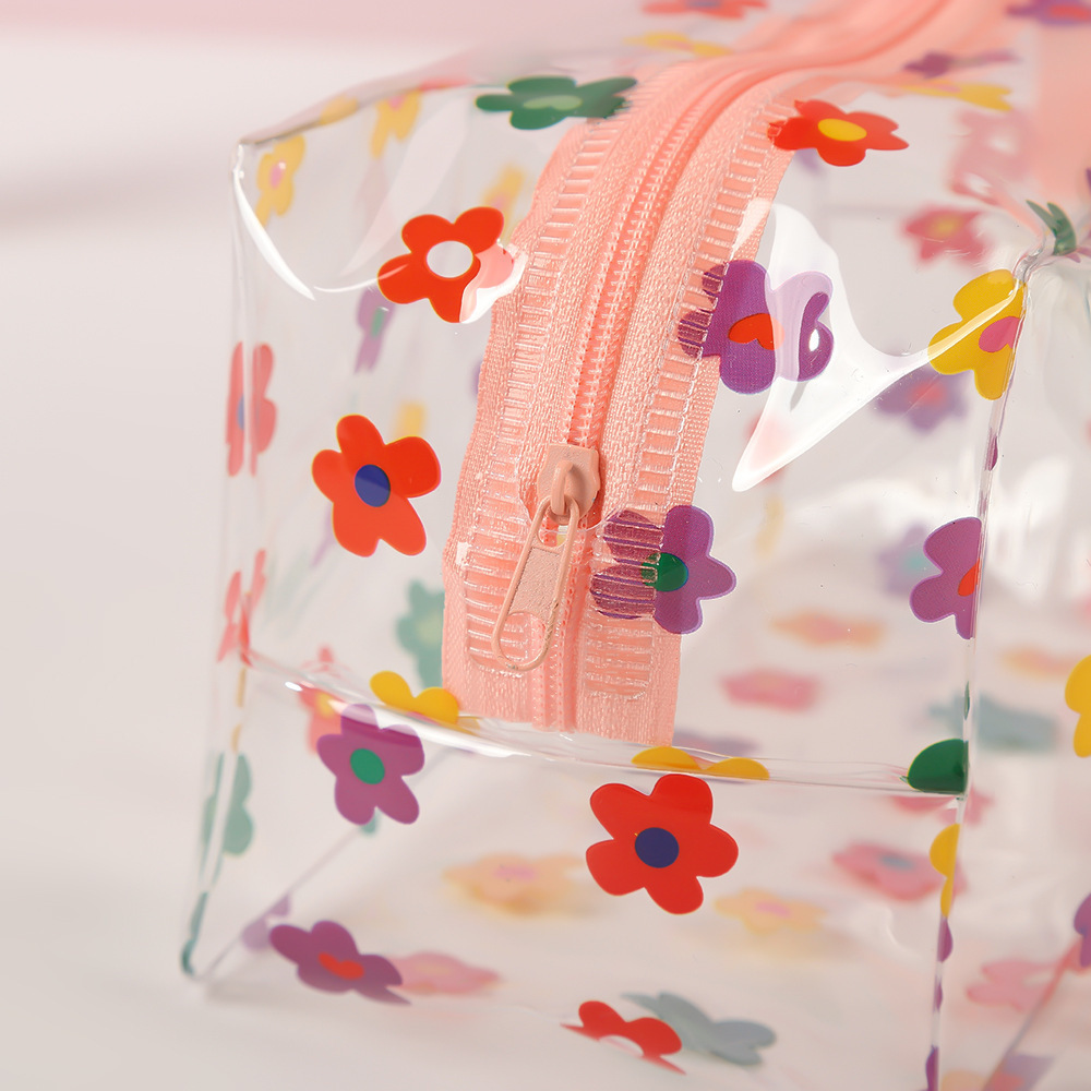 Bolsa de maquillaje impermeable transparente transfronteriza de flores portátil de gran capacidad para mujeres almacenar bolsa de lavado especial para viajes