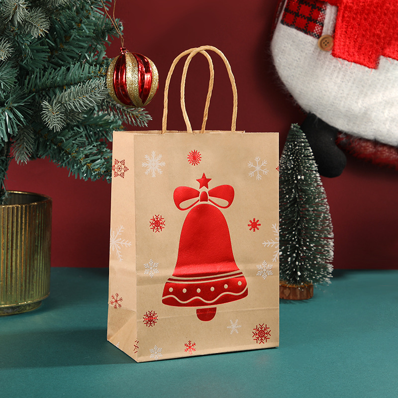 クロスボーダークリスマスポータブル紙袋そりヘラジカクラフト紙袋片面ホットスタンピング包装袋ギフトバッグ卸売|undefined