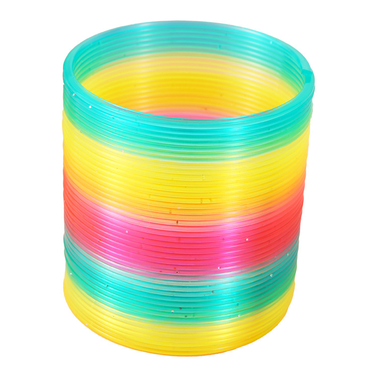 9cm bolsa de malla grande arco iris anillo Niños Primavera anillo mágico puesto Venta caliente juguetes al por mayor TikTok modelo de enseñanza