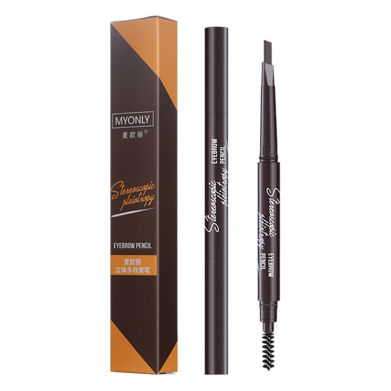 Maioli tridimensional multi-Efecto de lápiz de cejas de doble cabeza triángulo de una palabra principiante lápiz de cejas no es fácil de manchas maquillaje pluma transfronteriza
