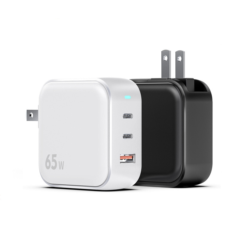 新款PD65W氮化镓20V3.25A充电器1A2C快充充电头折叠脚PD3.0快充头
