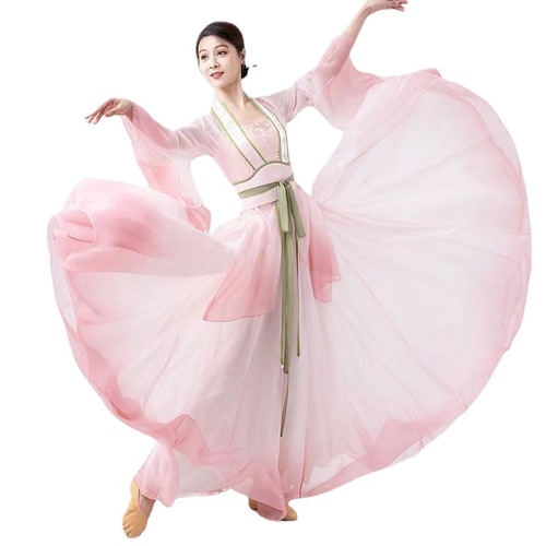 Chinese hanfu Chinese folk Classical fairy dance clothing female elegant outside wearing gradient long gauze clothing dance costumes uniforms full-skirted dress