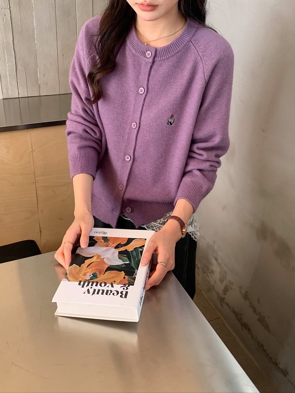 秋日多巴胺韩妹穿搭彩色系圆领针织开衫新款小个子毛衣外套女ZDJ7|undefined