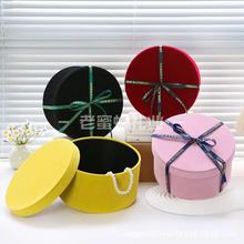 批发圆形礼盒长毛丝绒伴手礼盒婚礼圆形丝绒礼盒伴手礼包装礼品盒