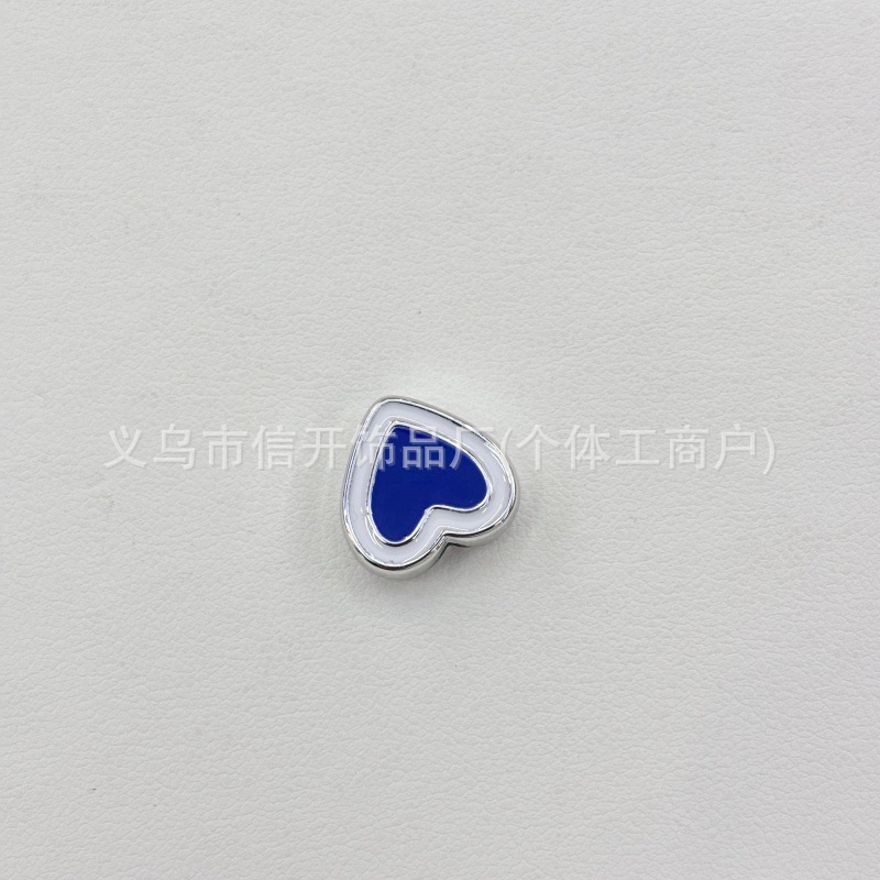 通孔银边滴油双色爱心串珠配件手机链包挂件diy手工饰品串珠材料|undefined