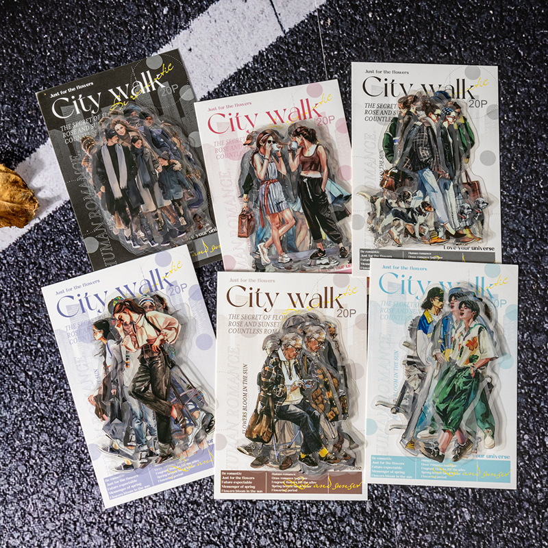 Ketchup Girl City Walk Series Original Character Pet Sticker Pack European Retro Material 20 Pieces