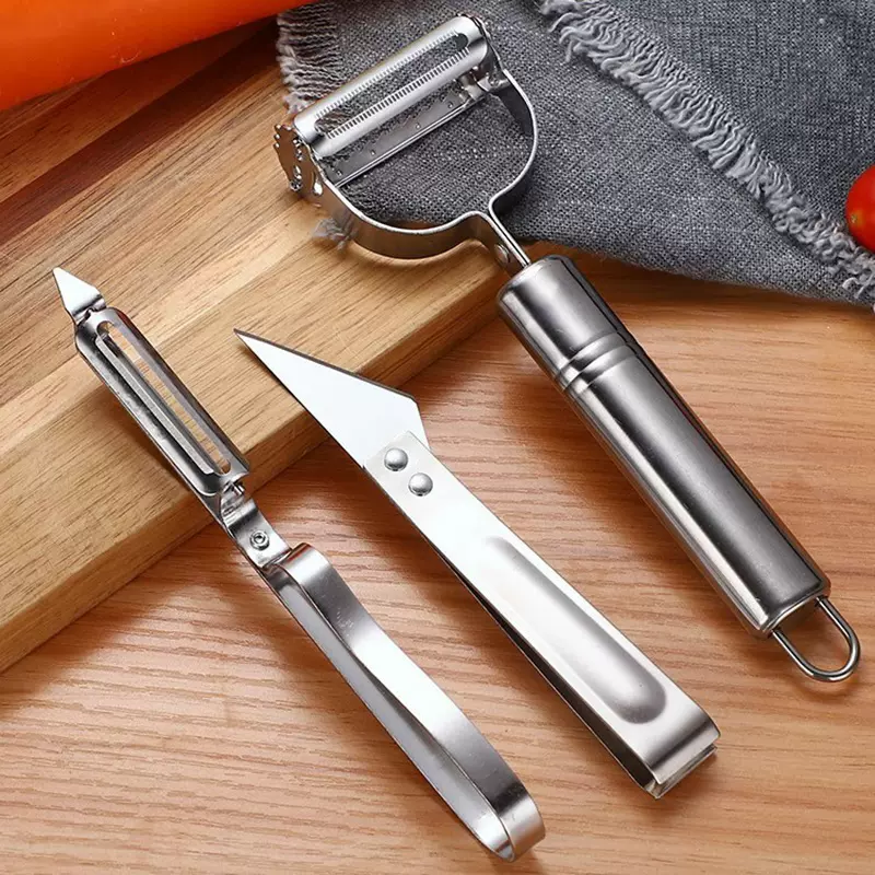 不锈钢削皮刀三件套 多功能刨丝器拔鸡毛厨房瓜果刨水果刀削皮器