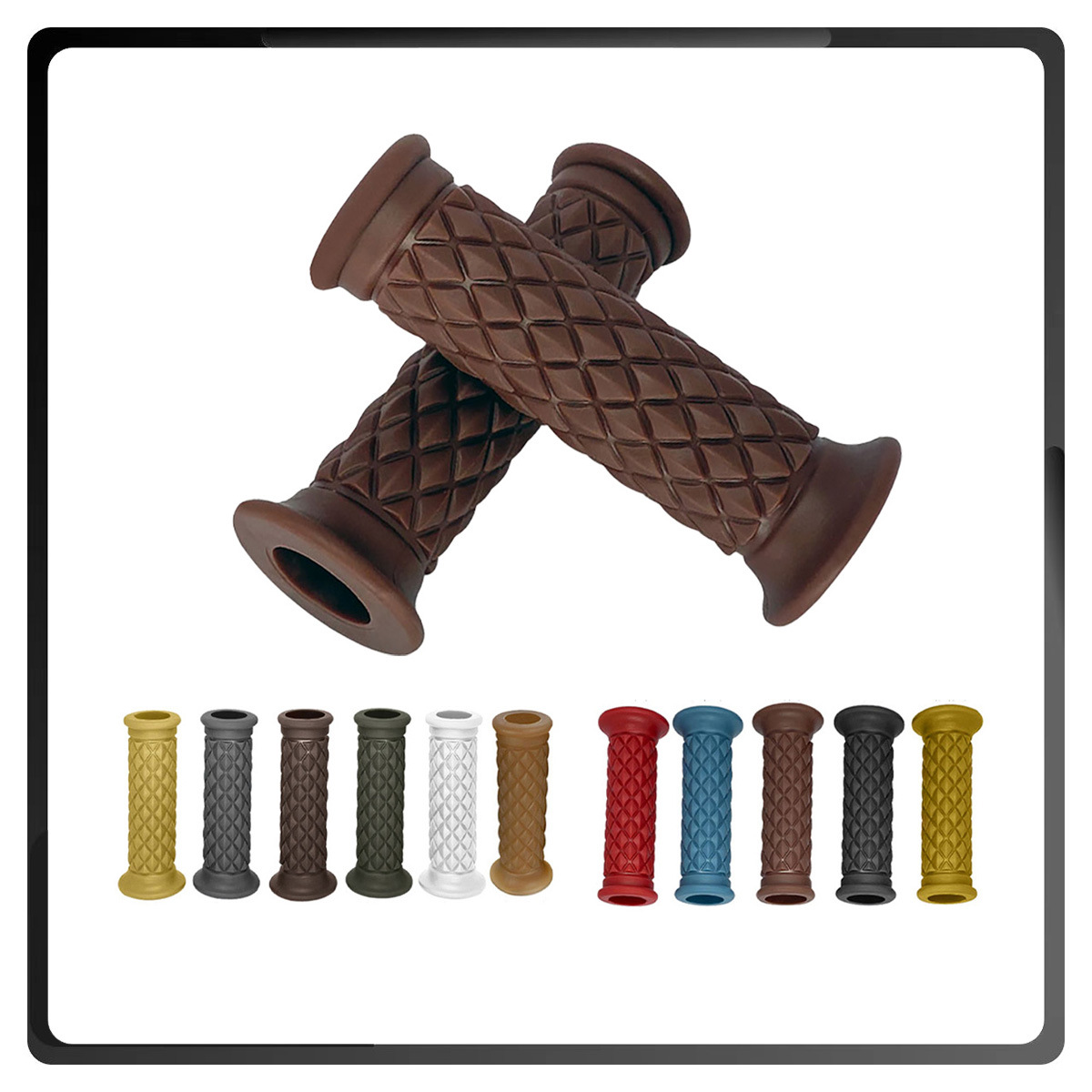 Factory Direct Sales Universal Motorcycle Handlebar Grips High-Quality Tpu Diamond-Shaped Retro Handlebar Grips 22mm7/8“ Modification