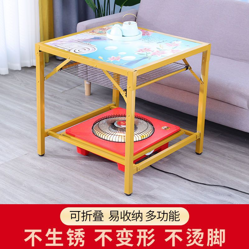 Winter Fire Table Foldable Heating Table Household Fire Rack Full Set Square Dining Table Multi-Functional Chess and Card Table
