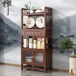 New Chinese Style Small Tea Rack Storage Rack Tea Set Tea Cup Storage Rack Tea Cabinet Tea Room Tea Display Cabinet