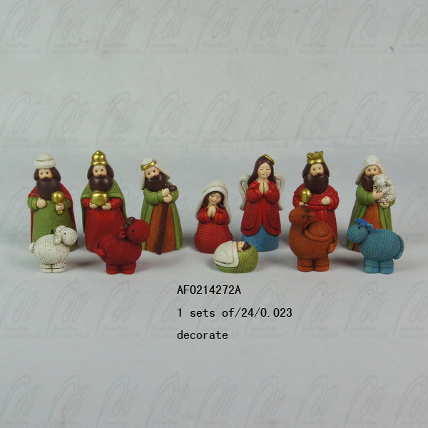 Navidad regalo de dibujos animados nacimiento pesebre decoración carácter virgen resina artesanía decoración del hogar escultura