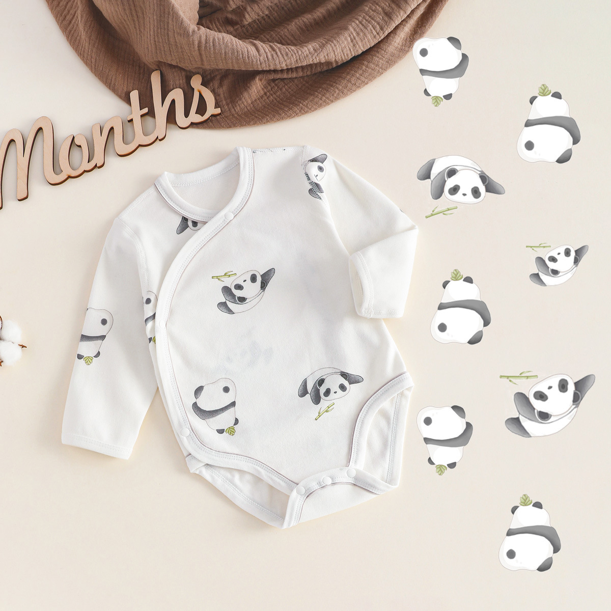 Baby New Four Seasons jumpsuit with cotton Anyang baby and children's clothing, baby crawling clothes, long sleeved warm underwear, boneless jumpsuit