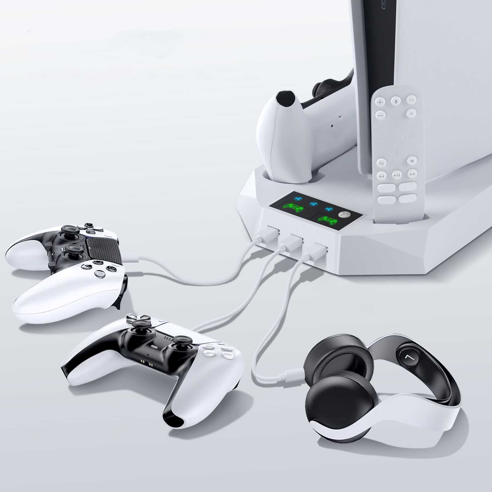 Nuevo producto PS5PRO/PS5 Slim/PS5, base de refrigeración con ventilador DE/UHD, base multifuncional con carga para controladores