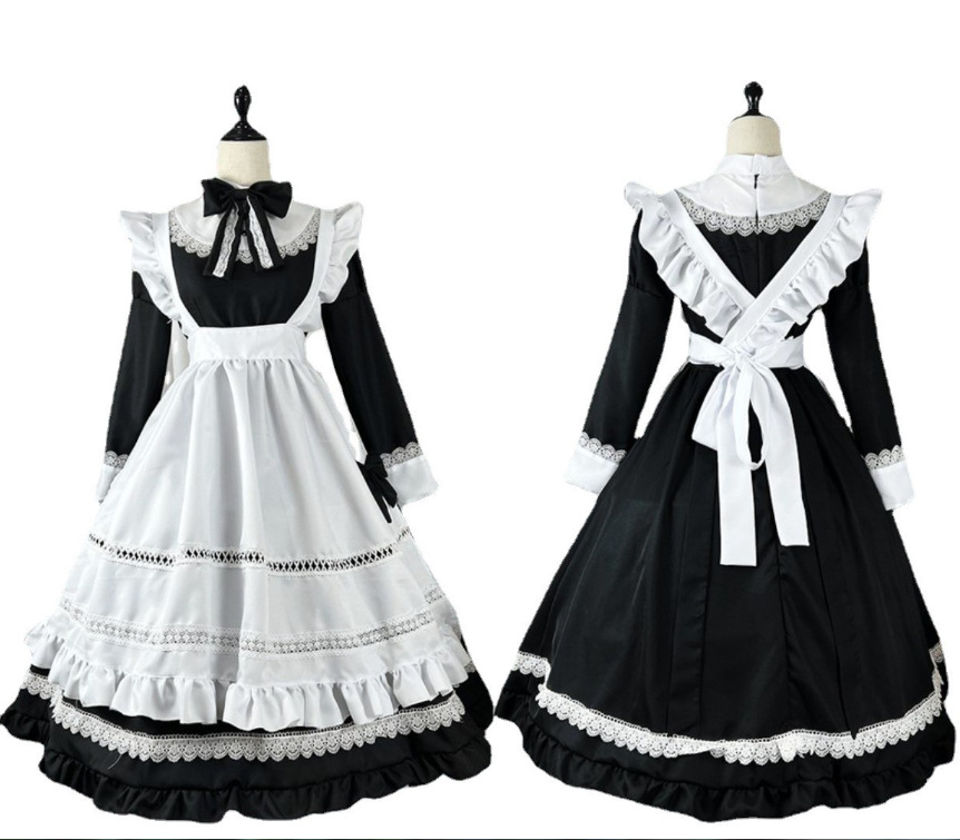 British Aristocratic Black and White Long-sleeved Maid cosplay Clothing Japanese Uniform Cute Long Dress Large Size Women