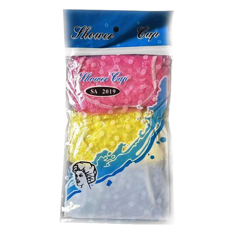 Adult men's and Women's Disposable head-mounted shower cap printing color shower cap pe transparent thickened household elastic shower cap