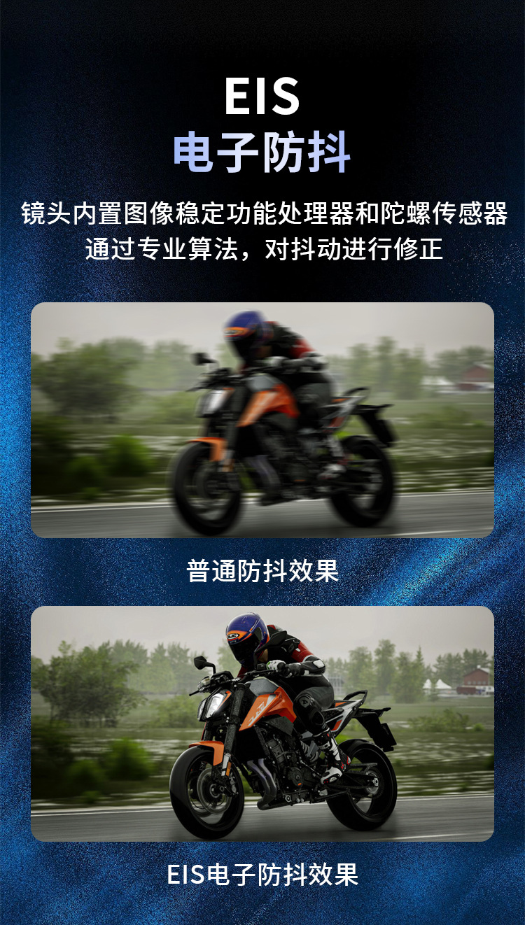 4K Motorcycle and Electric Vehicle Portable High-Definition Waterproof and Anti-Shake Dashcam with Wifi Connectivity