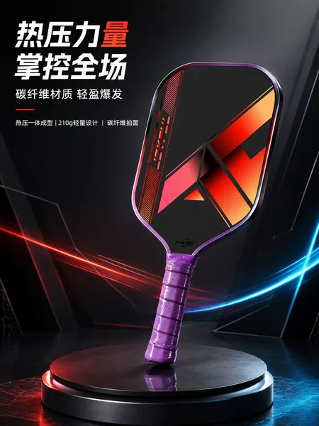 Factory wholesale colorful T700 carbon fiber pickleball racket hot-pressed one-piece set, dropshipping for cross-border trade