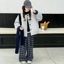 冬季大女童夹棉外套冬装新款童装儿童女孩加厚上衣绗线菱格薄棉衣