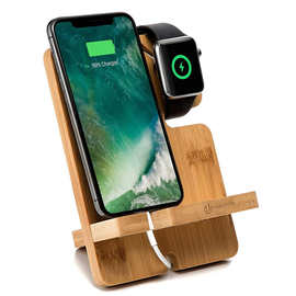 桌面简约创意懒人手机支架竹制底座多功能便携式收纳整理架可定制