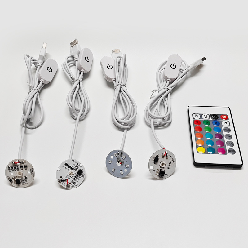 Round LED touch two-color colorful light source