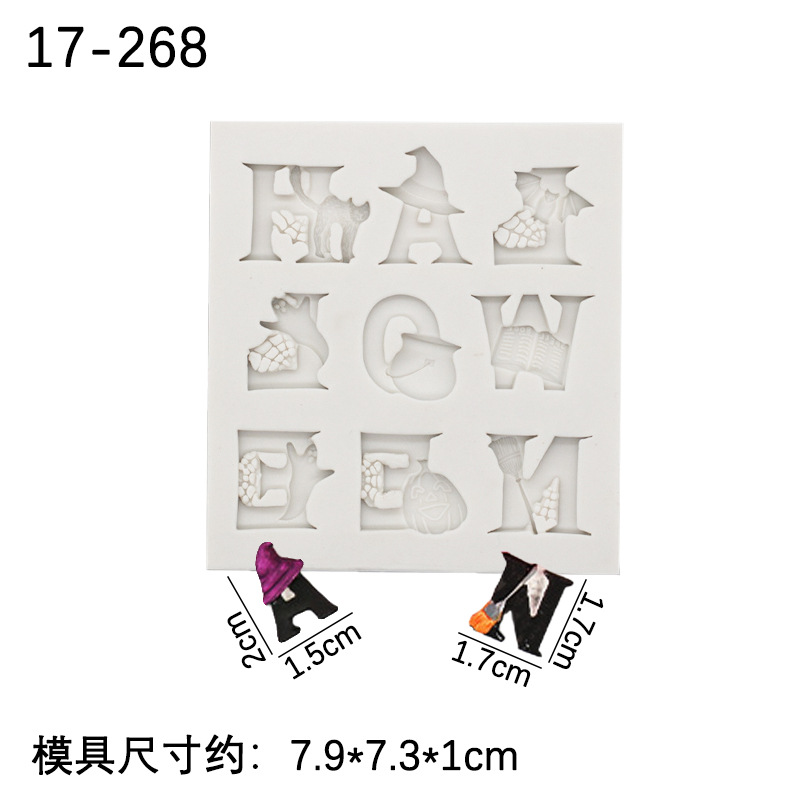 Halloween Carta forma bruja fantasma cráneo cabeza fondant molde de silicona decoración la torta del chocolate Accesorios