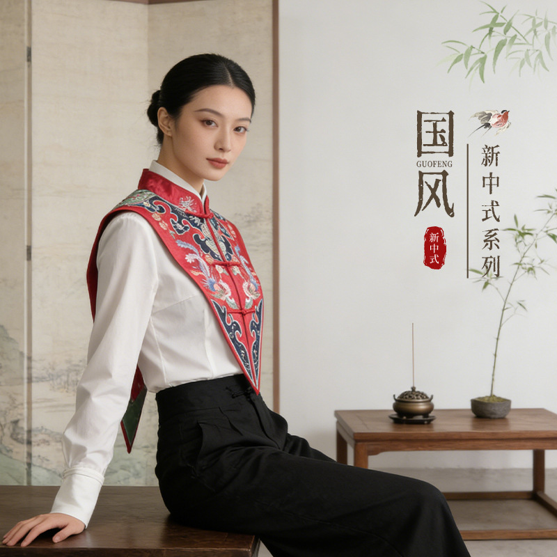 Traditional Chinese Style Detachable Collar Shawl for Women, New Chinese-Style Hanfu Top Decoration, Stylish Cloud Shoulder Design, Fashionable and Versatile, New Spring and Autumn Model