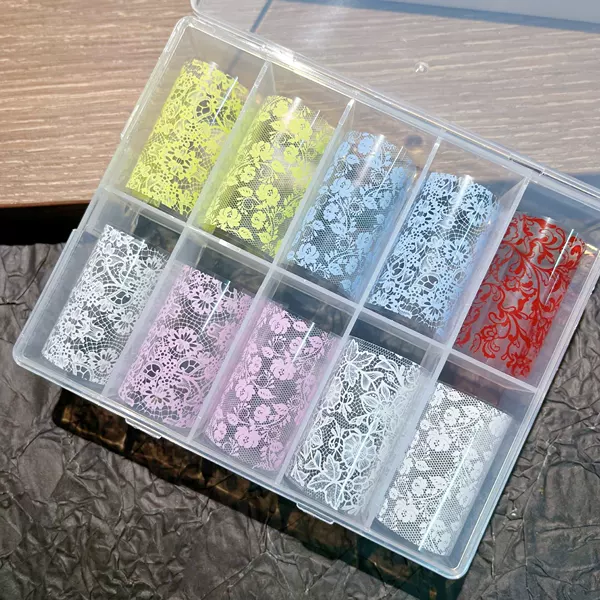 New Nail Art Macaron Lace Black and White Lace Flower Stickers Transfer Stickers Hand-Painted Nail Stickers