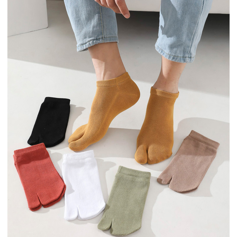 Cross-Border Solid Color Women's Short Socks, Thin Sweat-Absorbent Women's Simple Breathable Five-Toe Socks, Casual Two-Toe Socks, Breathable and Sweat-Absorbent Cross-Border Solid Color Women's Short Socks, Thin Sweat-Absorbent Women's Simple Breathable Five-Toe Socks, Casual Two-Toe Socks, Breathable and Sweat-Absorbent
