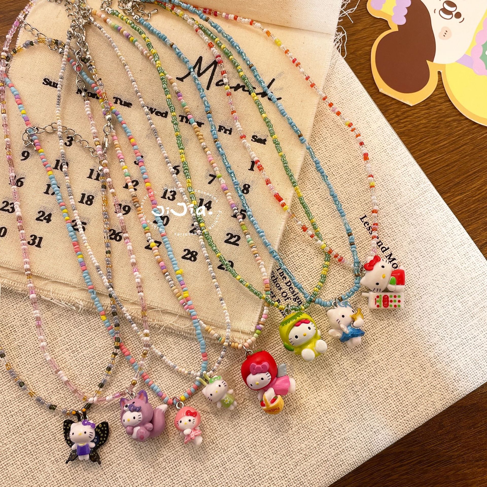 spring and summer cartoon  necklace cute colorful beaded clavicle chain children baby princess necklace sweet accessories