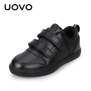 UOVO Boys Shoes New Spring and Autumn sneaker for Primary School Students British Fashion Black Small Leather Shoes Breathable for Children